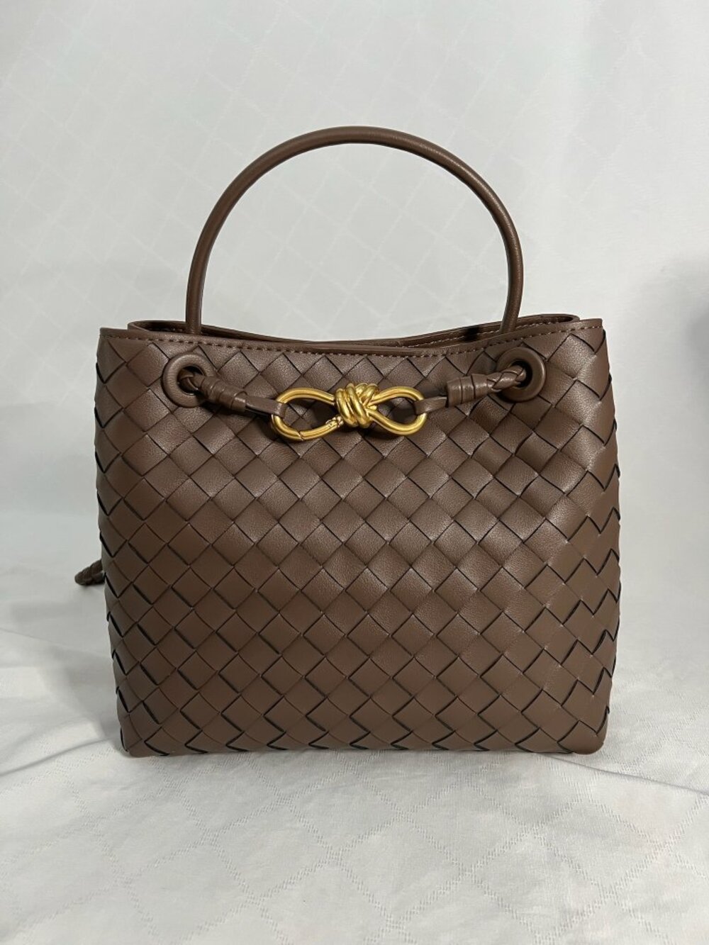 NWOT Woven Italian Leather Top Handle Crossbody Satchel Bag